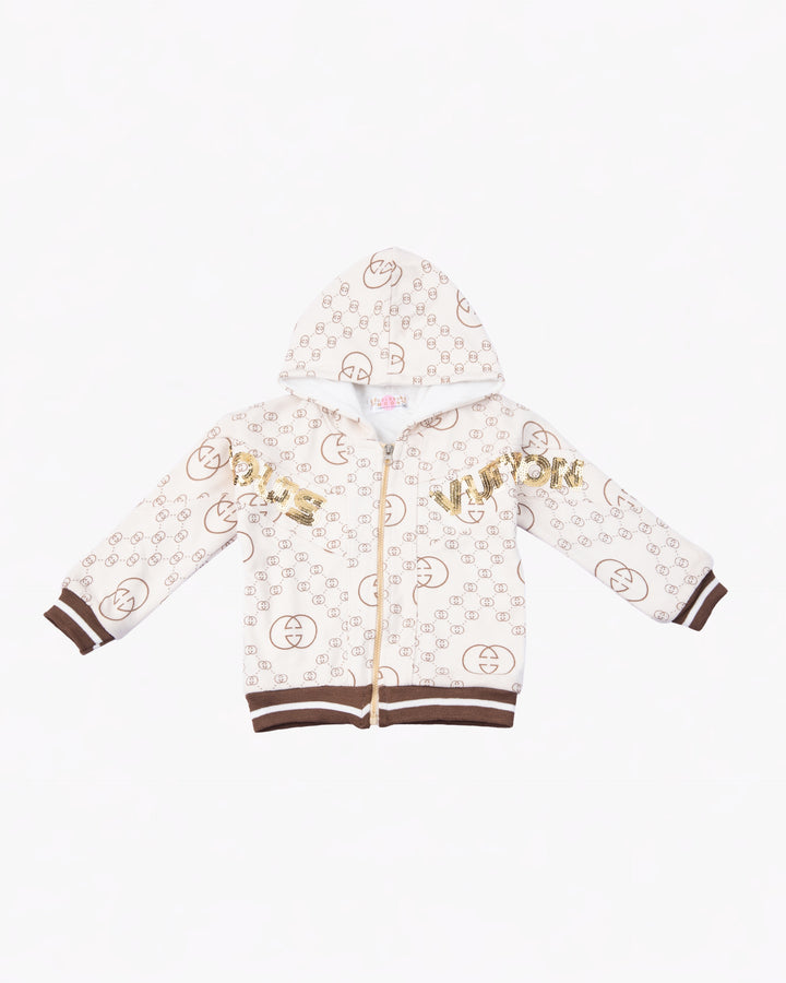 Girl Cream Graphic Hoodie and Pant Set