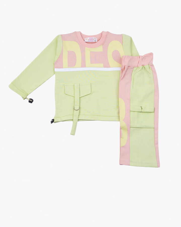 Girl Green Utility Crewneck and Cargo Pant Set