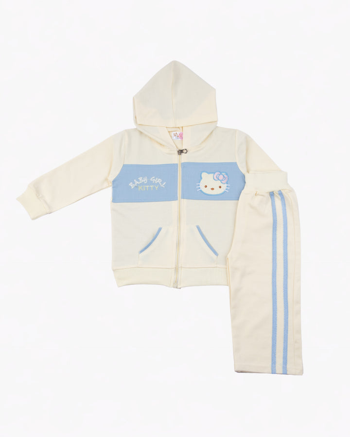 Girl Yellow Hooded Zip-Up and Stripe Pant Set