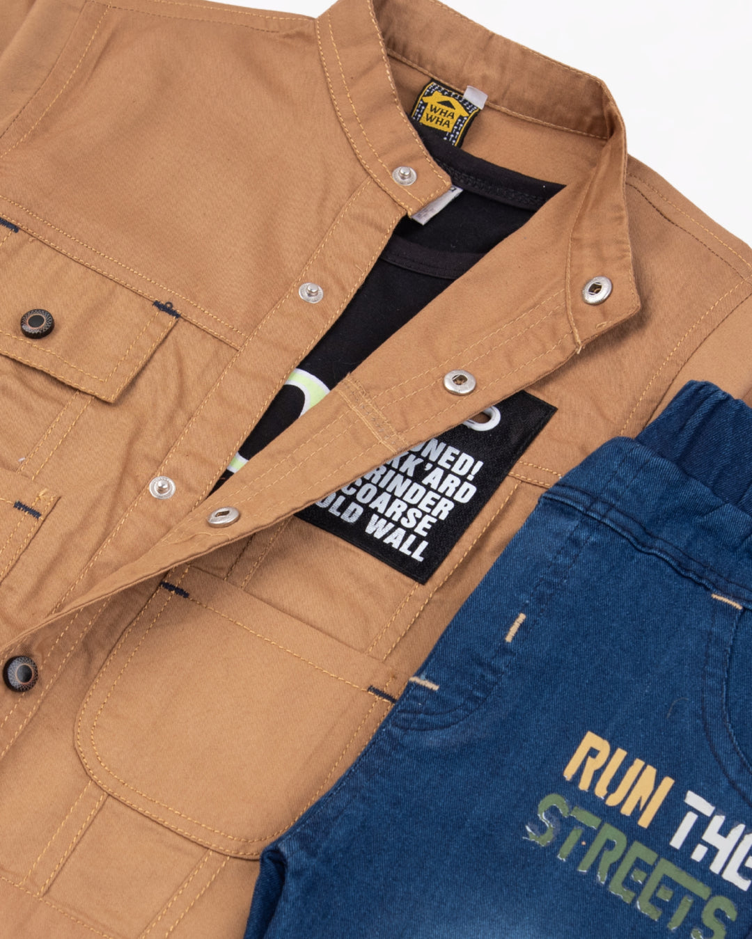 Boy Light Brown Casual Jacket and Jeans